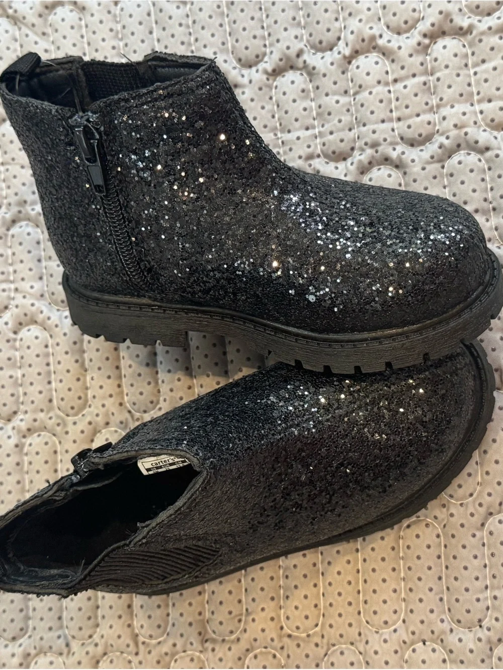 Carter's Black Sequin Ankle Boots for Kids